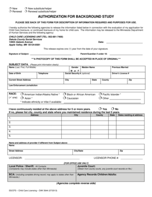 Authorization for Background Study