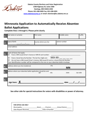 Minnesota Absentee Ballot Application
