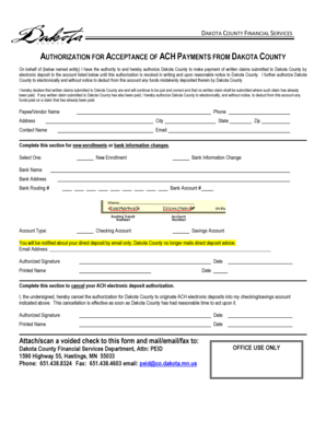 Dakota County ACH Payment Authorization Form