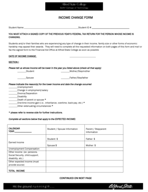 Income Change Form