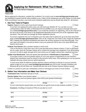 Michigan Public School Employee Retirement Application Worksheet