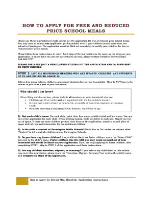 Free and Reduced Price School Meals Application
