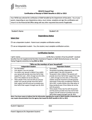 SNAP Benefits Certification Form