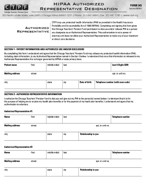 HIPAA Authorized Representative Designation Form