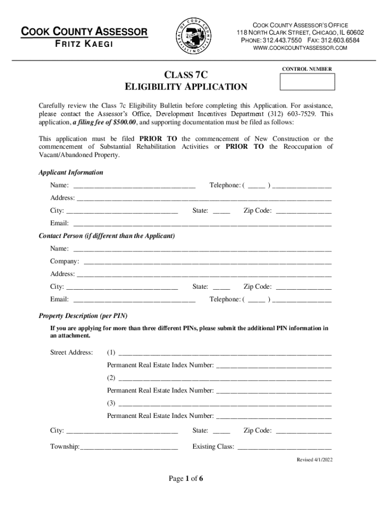 Fillable Online Class 7c Eligibility Application Fax Email Print ...