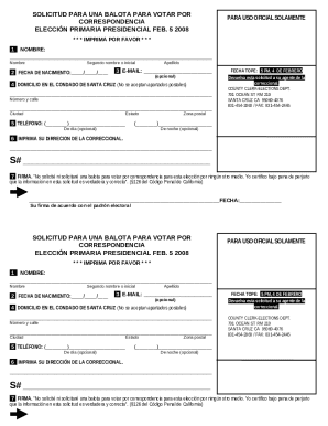 Solicitud para una balota para votar por correspondencia