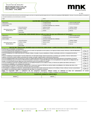 Solicitud de seguro responsabilidad civil de directores y oficiales