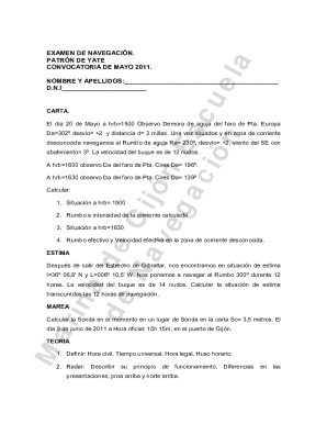 Examen de navegación patrón de yate