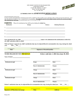 Authorization to administer medication
