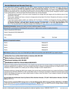 Nevada medicaid and nevada check up – managed care organization (mco) change form