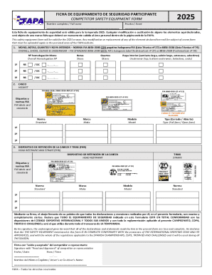 Ficha de equipamiento de seguridad participante