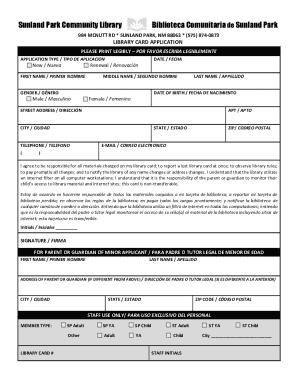 Library card application