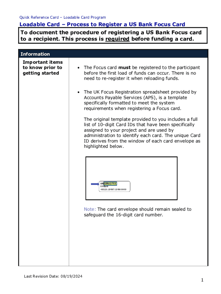 Fillable Online Loadable Card – Process to Register a Us Bank Focus ...