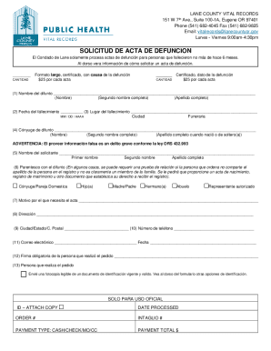 Solicitud de acta de defuncion