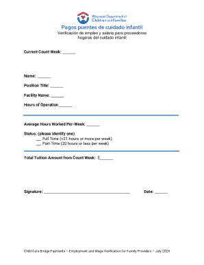 Spanish ccbp-employment and wage verification form-family providers. division of early care and education