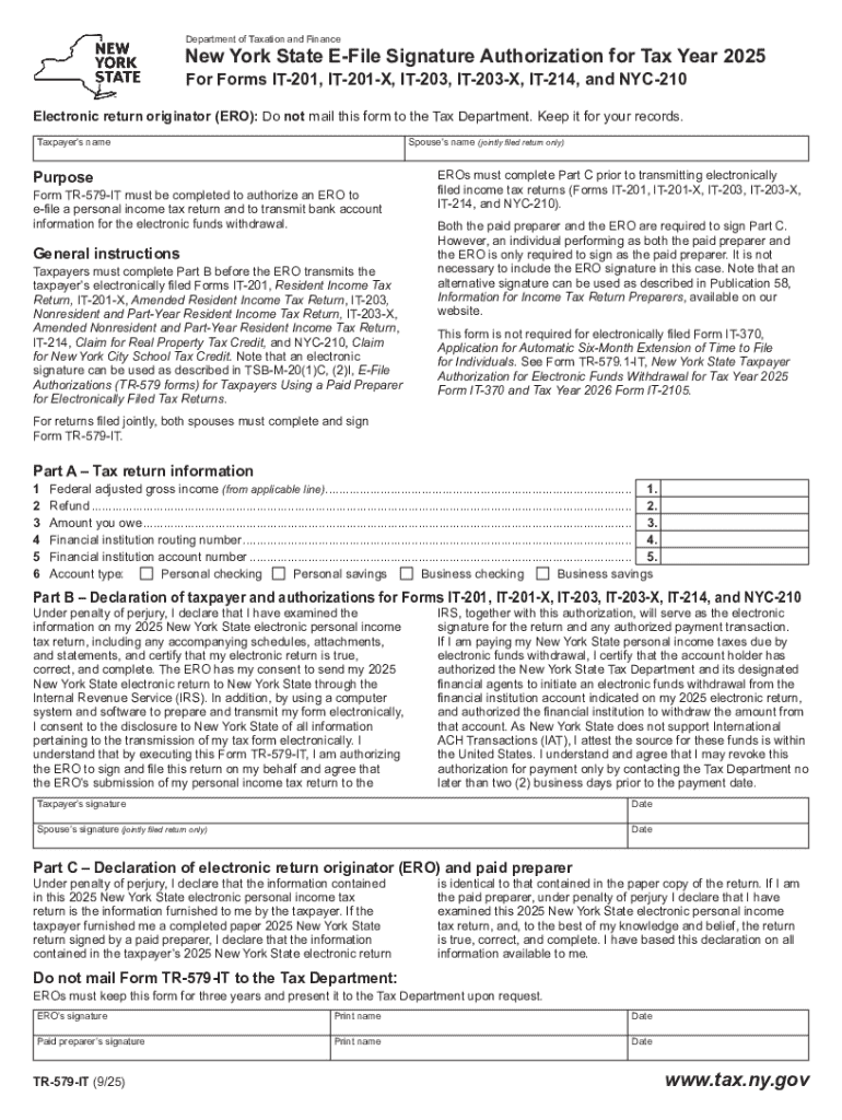 New York State E-File Signature Authorization Preview on Page 1