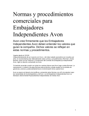 Normas y procedimientos comerciales para embajadores independientes avon