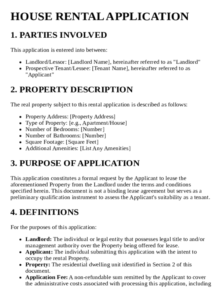 House Rental Application Template - Blank Fillable Template | Fill Out ...