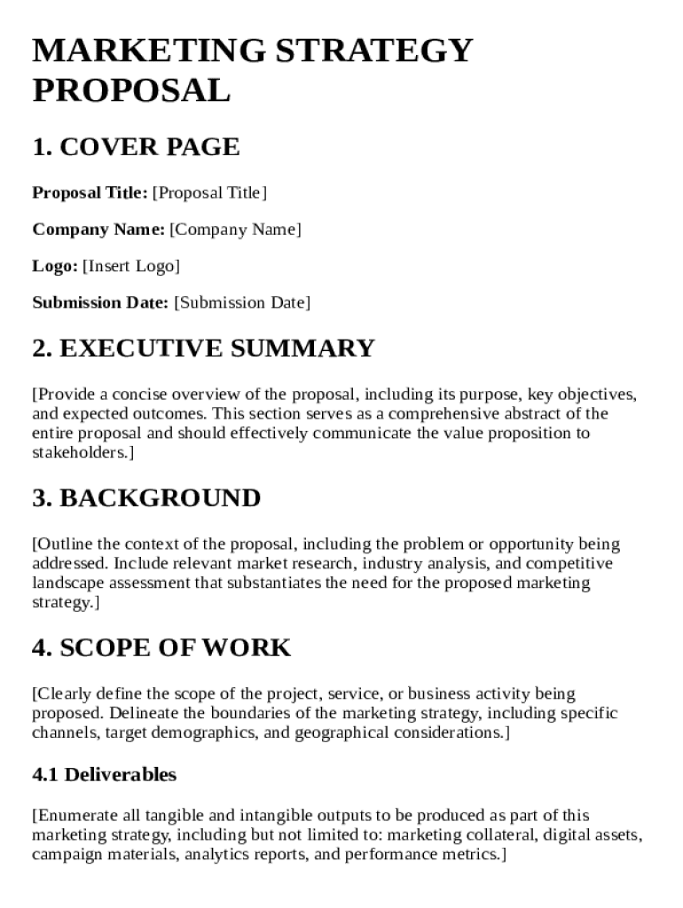 Fillable Online Marketing Strategy Proposal Template Fax Email Print ...