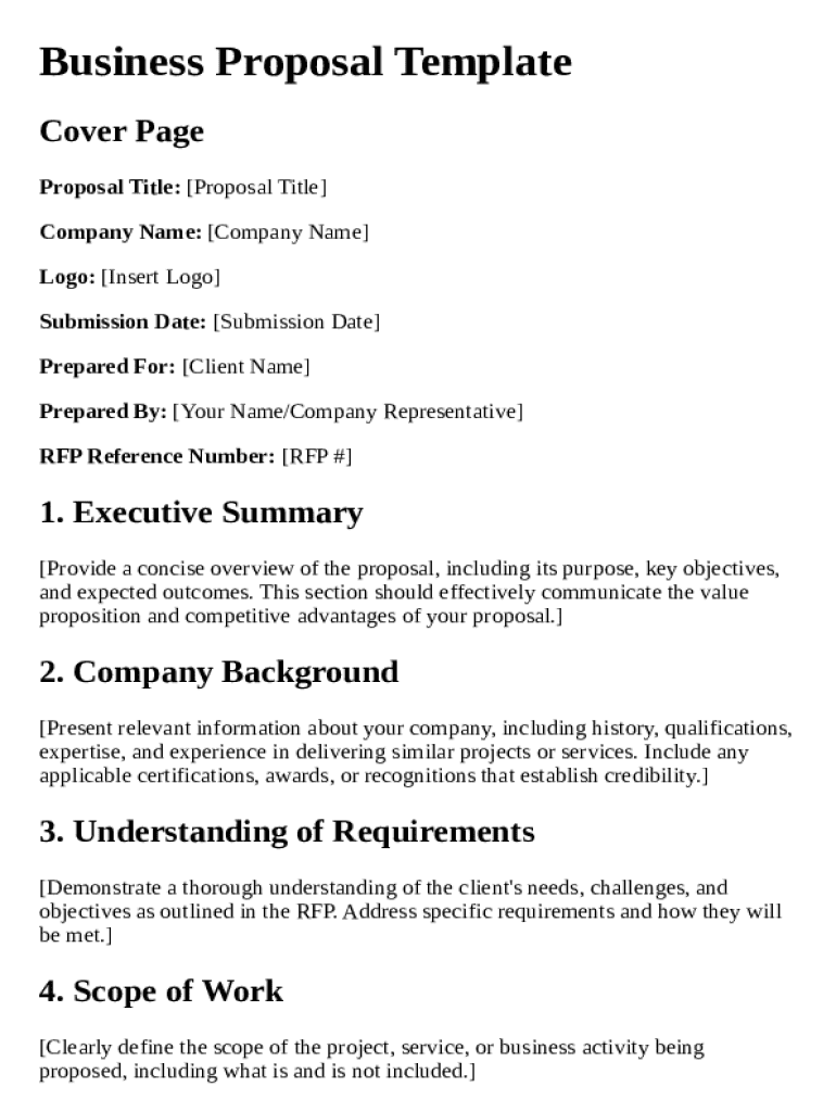 Fillable Online Proposal for Rfp Template Fax Email Print pdfFiller