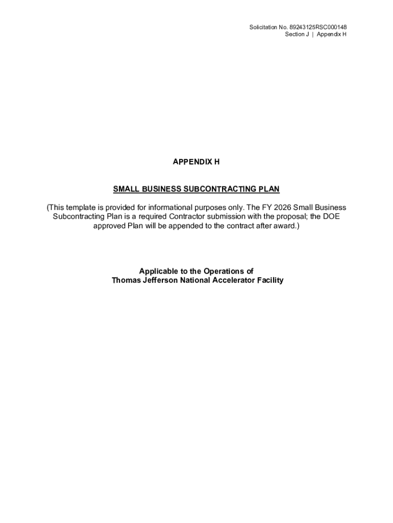 Fillable Online Master Subcontracting Plan Template Fax Email Print ...