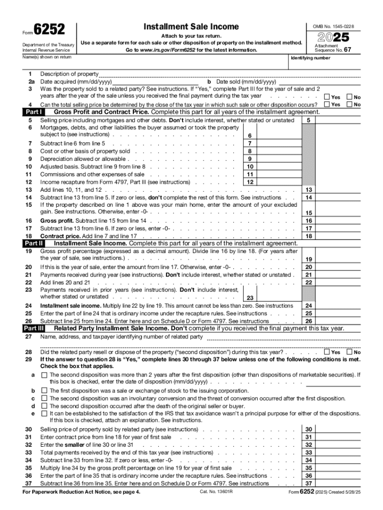 Form 6252: How to Report Installment Sales on Your Taxes Preview on Page 1