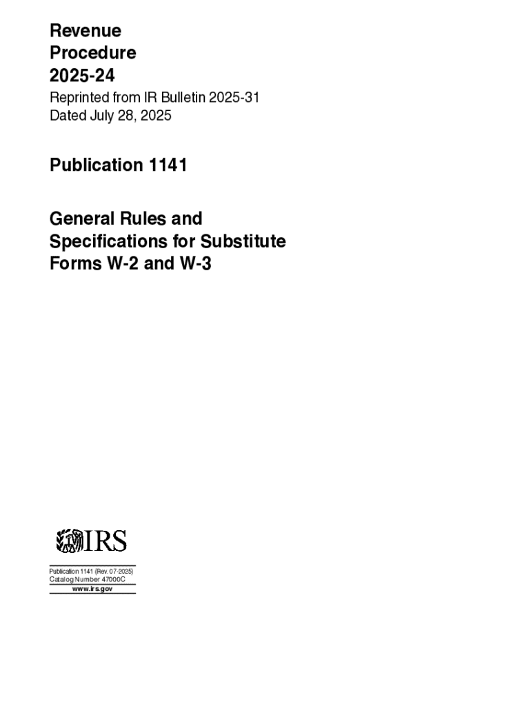 Publication 1141 (Rev July 2025) General Rules and Specifications for Substitute Forms W-2 and W-3 Preview on Page 1