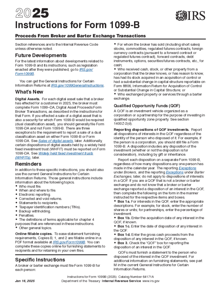 2025 Instructions for Form 1099-B Instructions for Form 1099-B, Proceeds From Broker and Barter Exch Preview on Page 1
