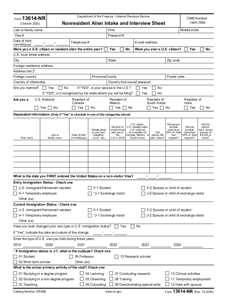Form 13614-NR (Rev 10-2025) Preview on Page 1