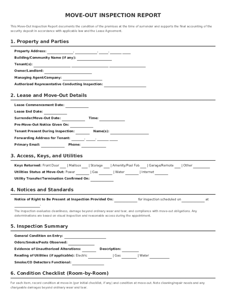 Move-Out Inspection Report Preview on Page 1