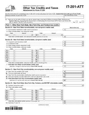 New York State Tax Form IT-201-ATT