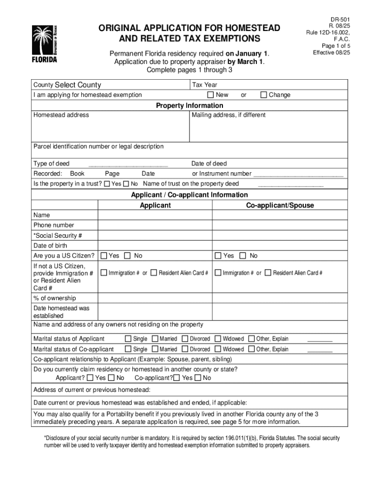 ORIGINAL APPLICATION FOR HOMESTEAD AND Preview on Page 1