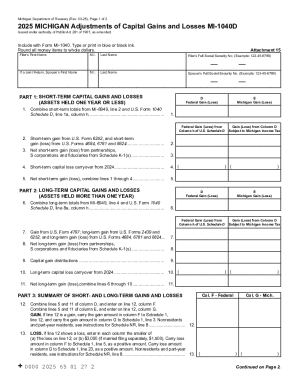 MI-1040D, 2025 Michigan Adjustments of Capital Gains and Losses MI-1040D MI-1040D, 2025 Michigan Adj