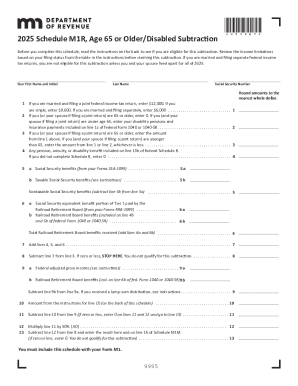 2025 M1R, Age 65 or Older/Disabled Subtraction. 2025 M1R, Age 65 or Older/Disabled Subtraction