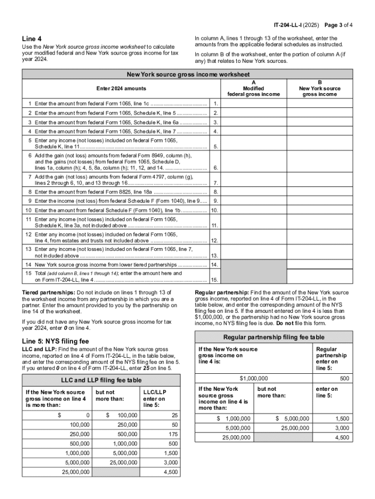 Instructions for Form IT-204-LL Partnership, Limited Liability Company, and Limited Liability Partne Preview on Page 1