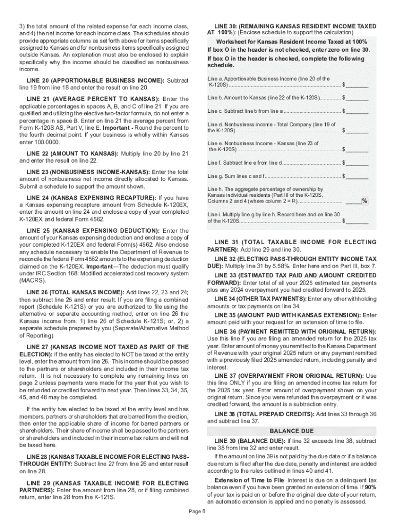 Kansas Partnership or S Corporation Income Tax Form Preview on Page 1