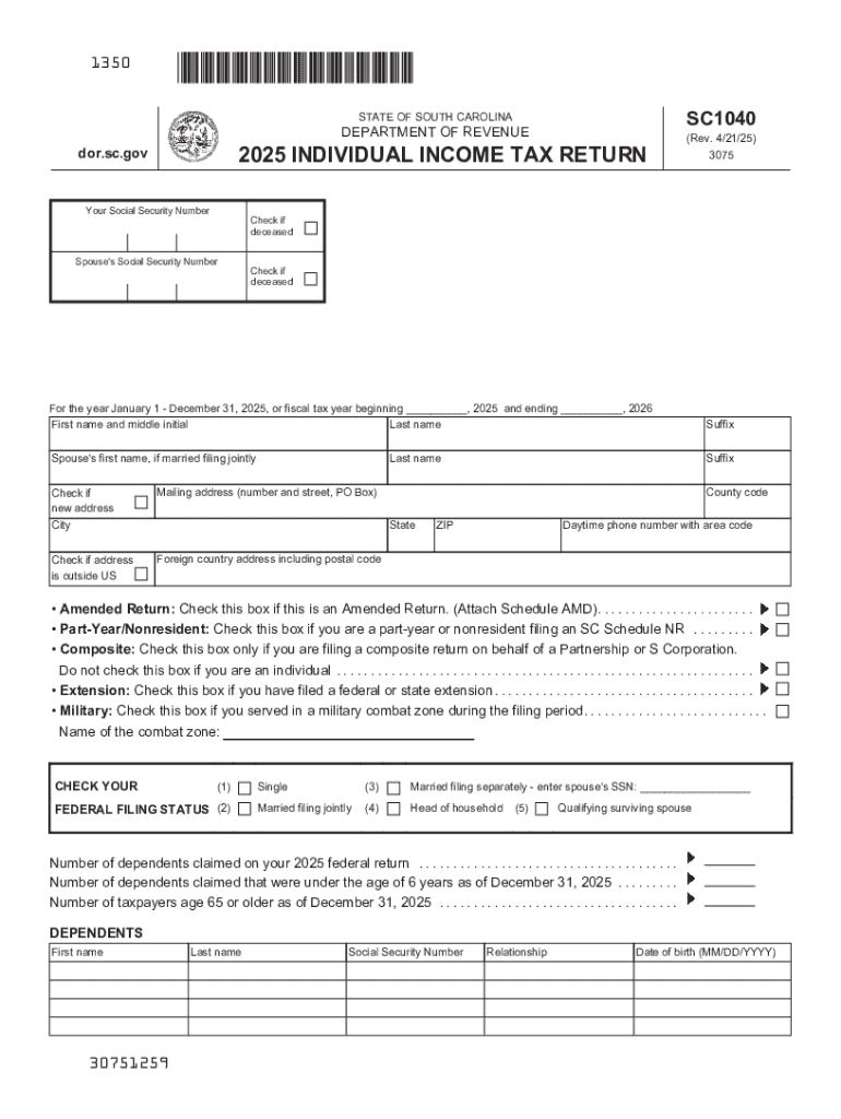 2025 INDIVIDUAL INCOME TAX RETURN Preview on Page 1
