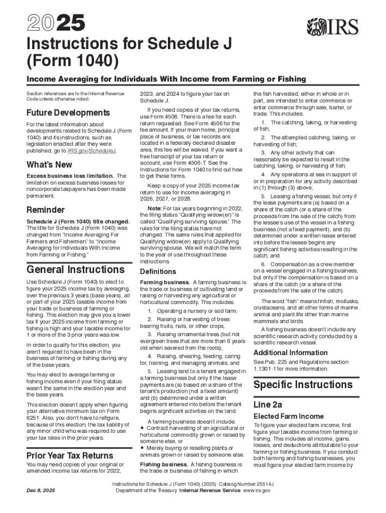 Fillable Online Schedule J (Form 1040): Income Averaging for Preview on Page 1