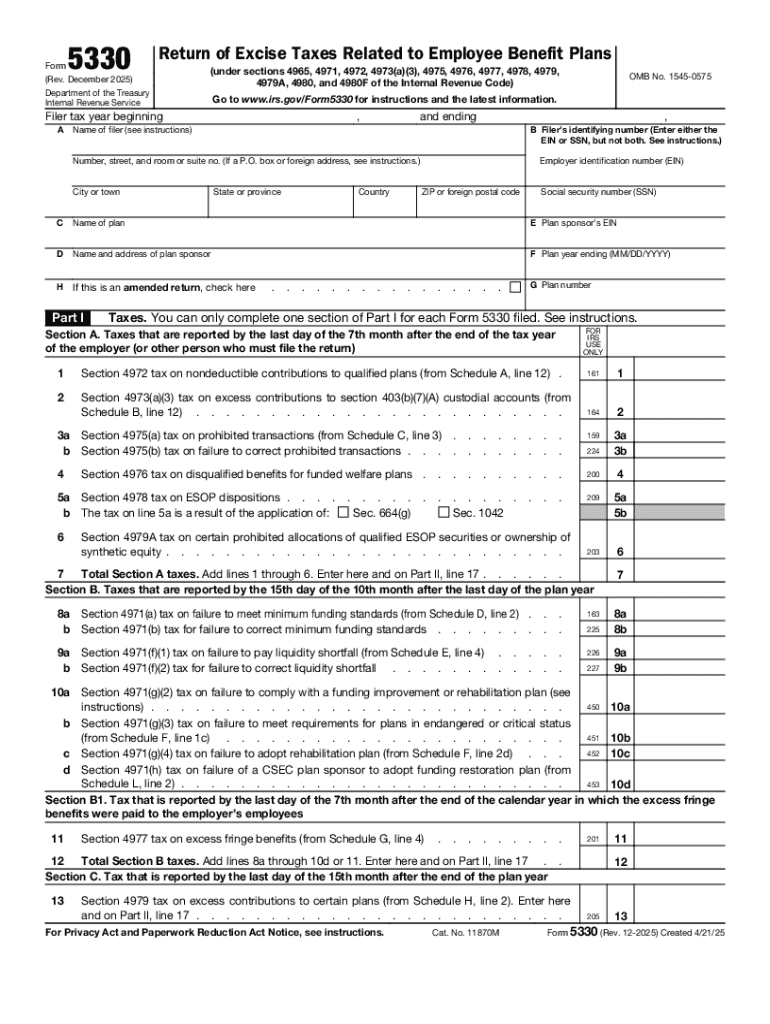 Form 5330 (Rev December 2025) Preview on Page 1