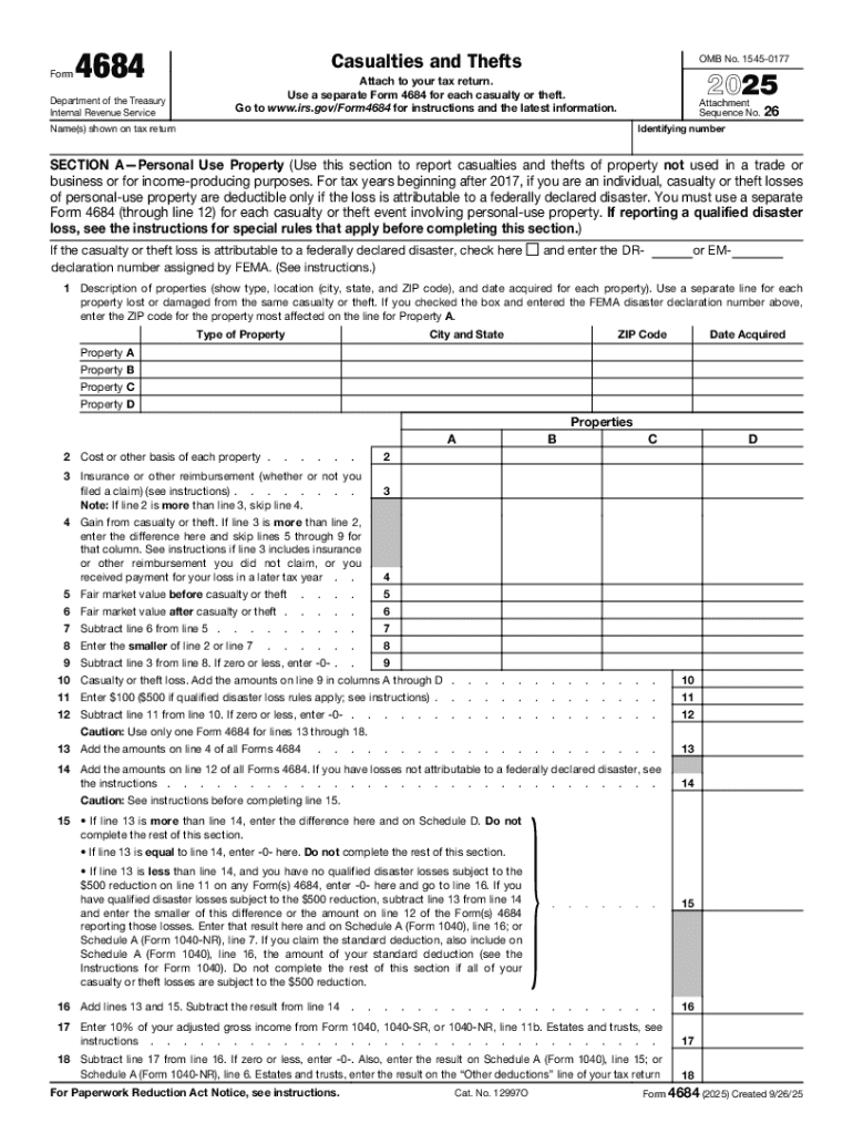2025 Form 4684 Preview on Page 1