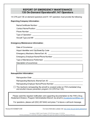FAA Emergency Maintenance Report