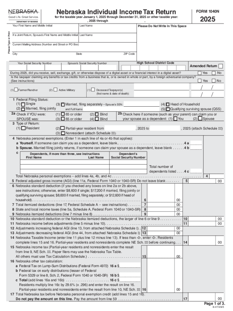 for the taxable year January 1, 2025 through December 31, 2025 or other taxable year: Preview on Page 1