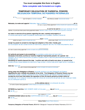 Temporary Delegation of Parental Powers