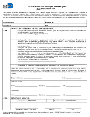 Disaster Assistance Employee Exemption Form