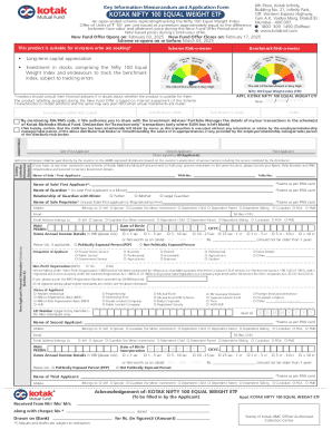 Kotak Nifty 100 Equal Weight ETF Application Form