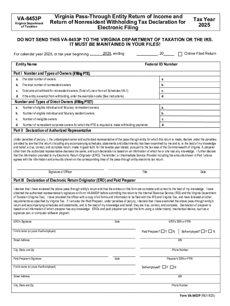 Fill a Valid Virginia Va 8453 Form With EaseVirginia PDF Preview on Page 1