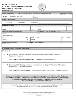 Connecticut Candidate Registration Form