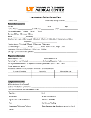 Lymphedema Patient Intake Form