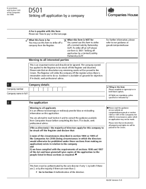 UK Company Striking Off Application Form