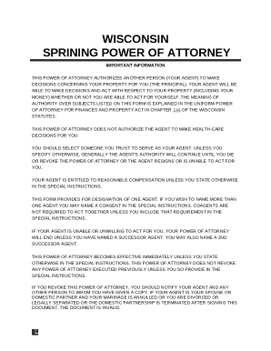 Wisconsin Springing Power of Attorney